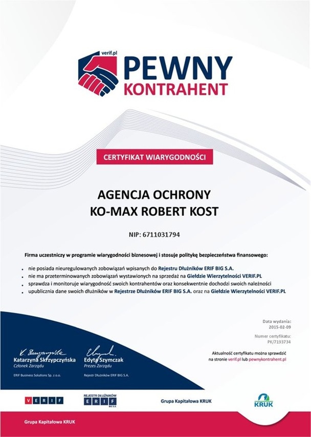 Certyfikat Wiarygodności
